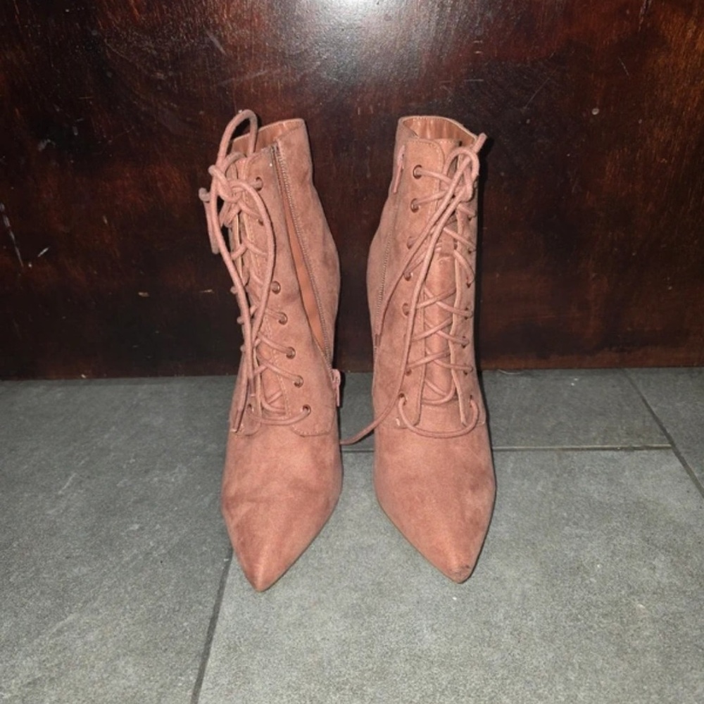 JustFab Women's Lace-Up Boots - Tan